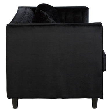 3 Seater Black Velvet Sofa, Farah