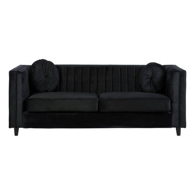 3 Seater Black Velvet Sofa, Farah