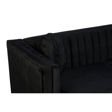 3 Seater Black Velvet Sofa, Farah