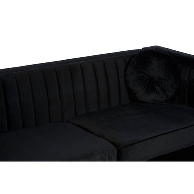 3 Seater Black Velvet Sofa, Farah