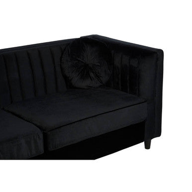 3 Seater Black Velvet Sofa, Farah