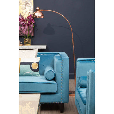 2 Seater Teal Blue Velvet Sofa, Felisa