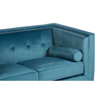 2 Seater Teal Blue Velvet Sofa, Felisa