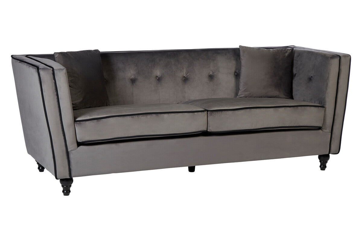 3 Seater Grey Velvet Sofa, Ferris
