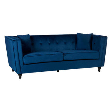 3 Seater Navy Blue Velvet Sofa, Ferris