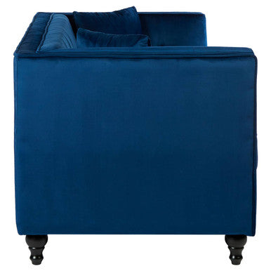 3 Seater Navy Blue Velvet Sofa, Ferris