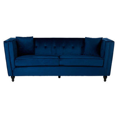 3 Seater Navy Blue Velvet Sofa, Ferris