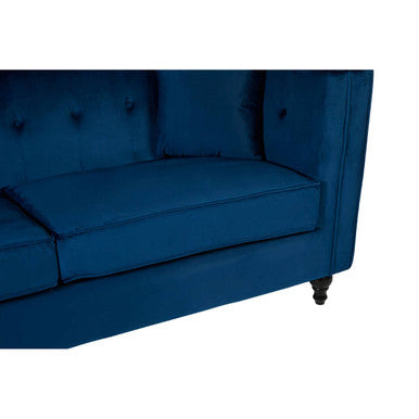 3 Seater Navy Blue Velvet Sofa, Ferris