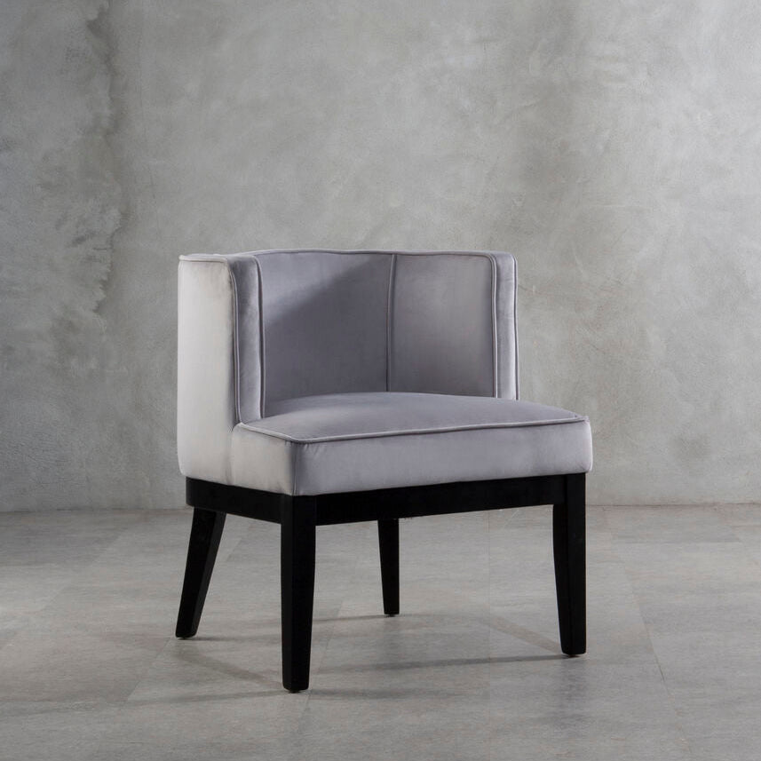 Daxton Light Grey Velvet Curved Back Chair
