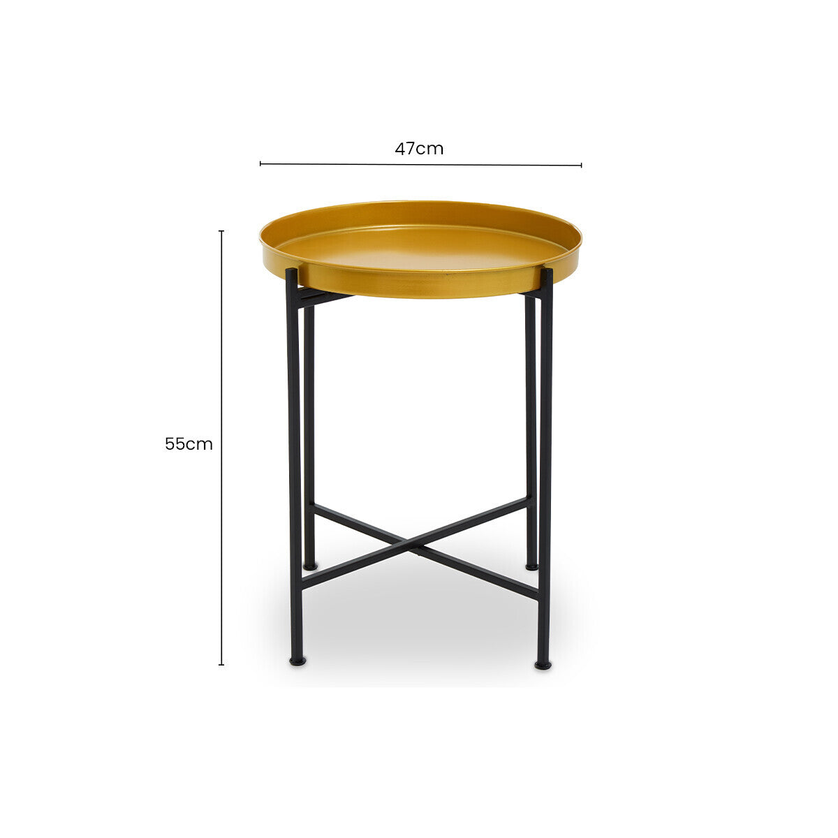 Hege Brass and Black Finish Small Tray Side Table