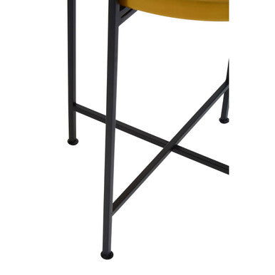 Small Brass Finish Tray Top and Black Metal Base Side Table, Hege
