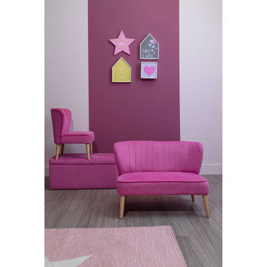 Mia Pink Velvet Kids Ottoman