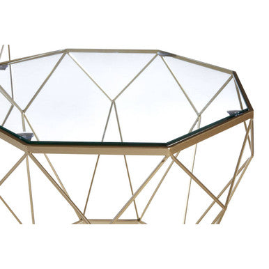 Arcana Champagne Finish Set of 2 Side Tables with Glass Tops