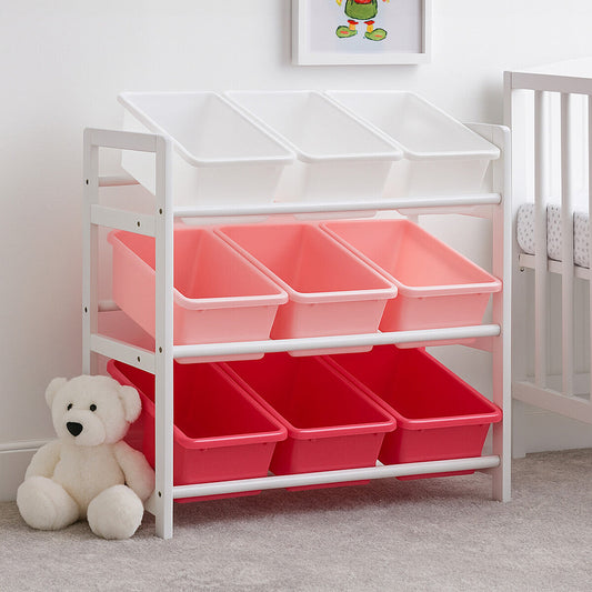 Three Tier White And Pink Kids Storage Unit