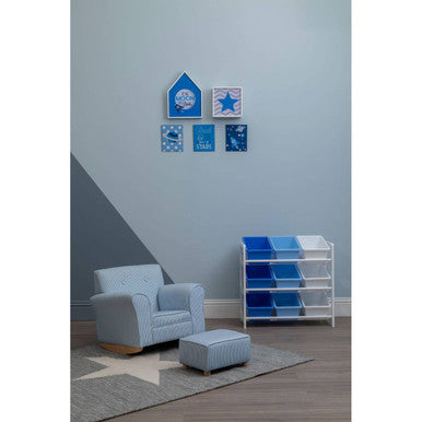 Three Tier White And Blue Kids Storage Unit