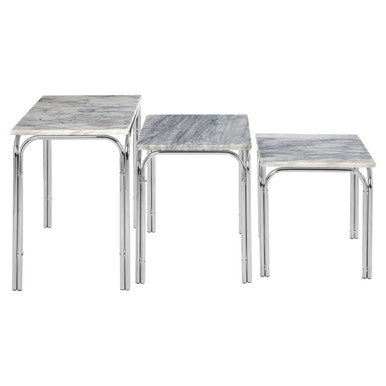 Fulton Marble Nest Of 3 Tables With Chrome Base