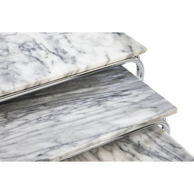 Fulton Marble Nest Of 3 Tables With Chrome Base