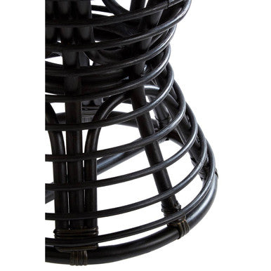 Maka Black Natural Rattan Stool