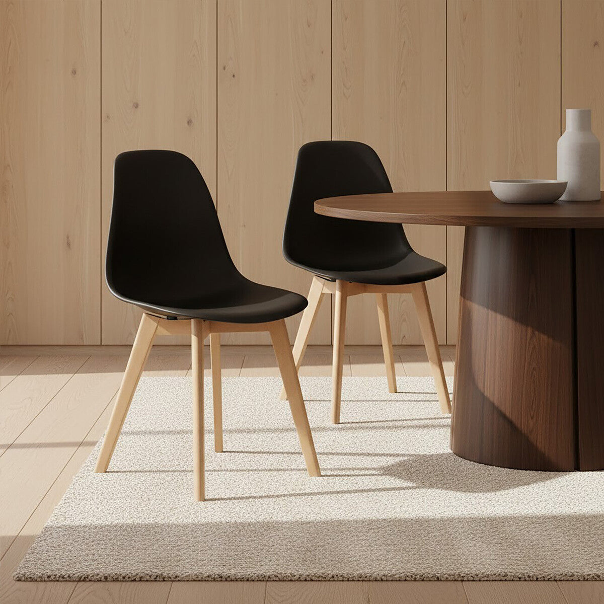Black Chair with Beech Wood Legs | Stockholm