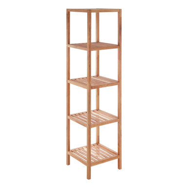 5 Tier Walnut Wood Tall Shelf Unit | Arla