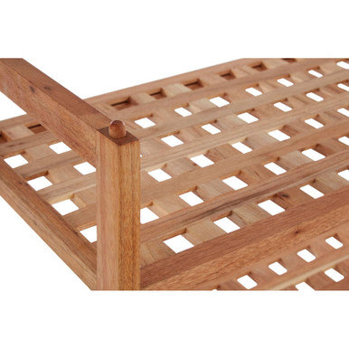 2 Tier Walnut Wood Grid Design Stackable Shoe Rack | Arla