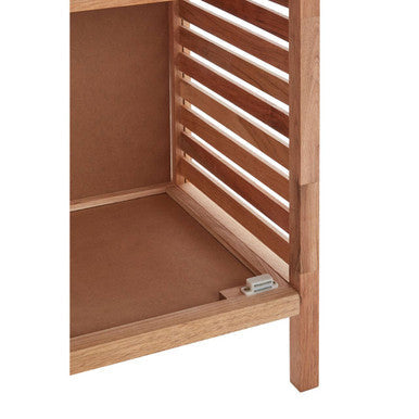 Two Tier Walnut Wood Bathroom Shelf Unit | ARLA