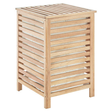 Arla Walnut Wood Laundry Hamper with Lining