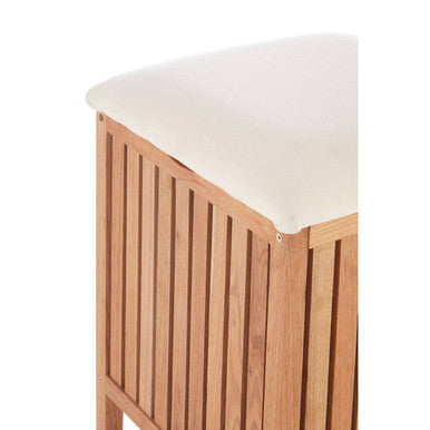 Walnut Natural Wood Storage Stool with Slatted Seat