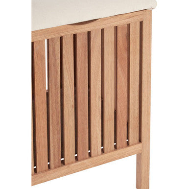 Walnut Natural Wood Storage Stool with Slatted Seat