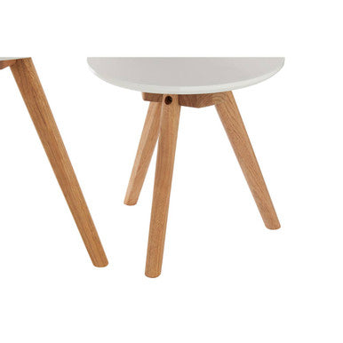 Nostra White and Natural Oak Wood Set of 3 Side Tables