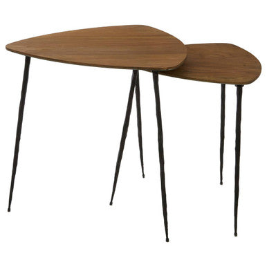 Gamelan Oak Veneer Set of 2 Nesting Side Tables