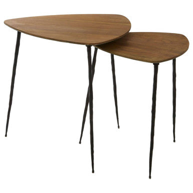 Gamelan Oak Veneer Set of 2 Nesting Side Tables