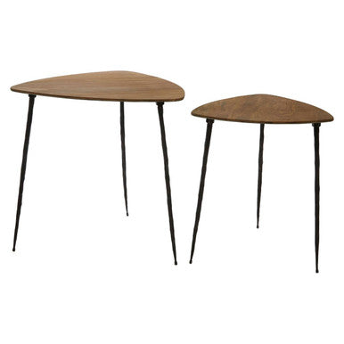 Gamelan Oak Veneer Set of 2 Nesting Side Tables