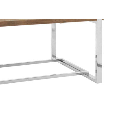 Natural Recycled Elm Wood Coffee Table with Stainless Steel Base in Copper Tones, Menteng