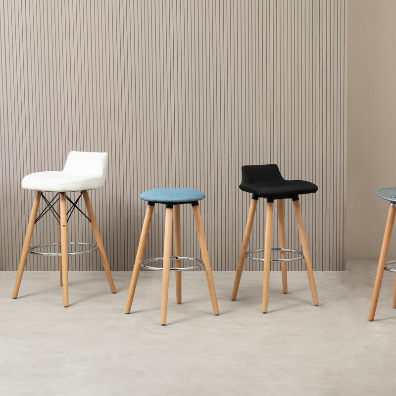 Stockholm Black Leather Effect Seat Bar Stool