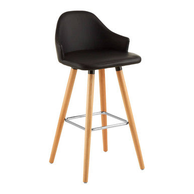 Stockholm Black Leather Effect Bar Chair with Curved Backrest