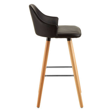 Stockholm Black Leather Effect Bar Chair with Curved Backrest