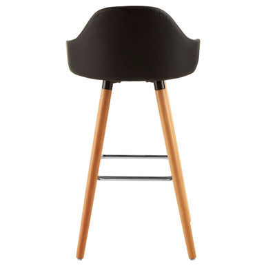 Stockholm Black Leather Effect Bar Chair with Curved Backrest