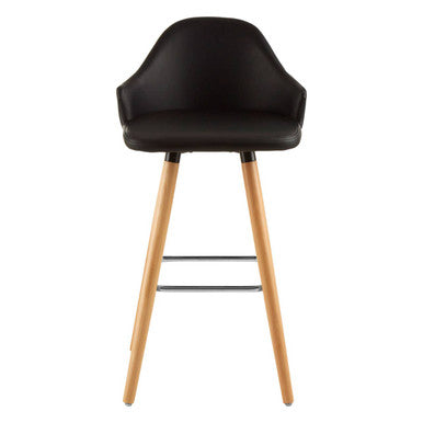 Stockholm Black Leather Effect Bar Chair with Curved Backrest