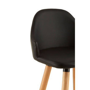 Stockholm Black Leather Effect Bar Chair with Curved Backrest