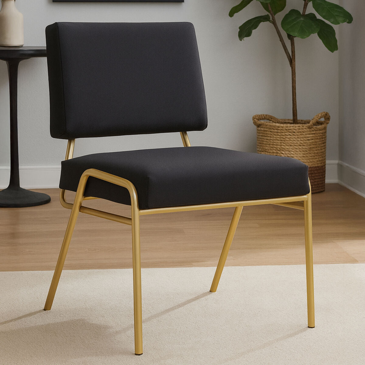 Lexa Black Linen Chair