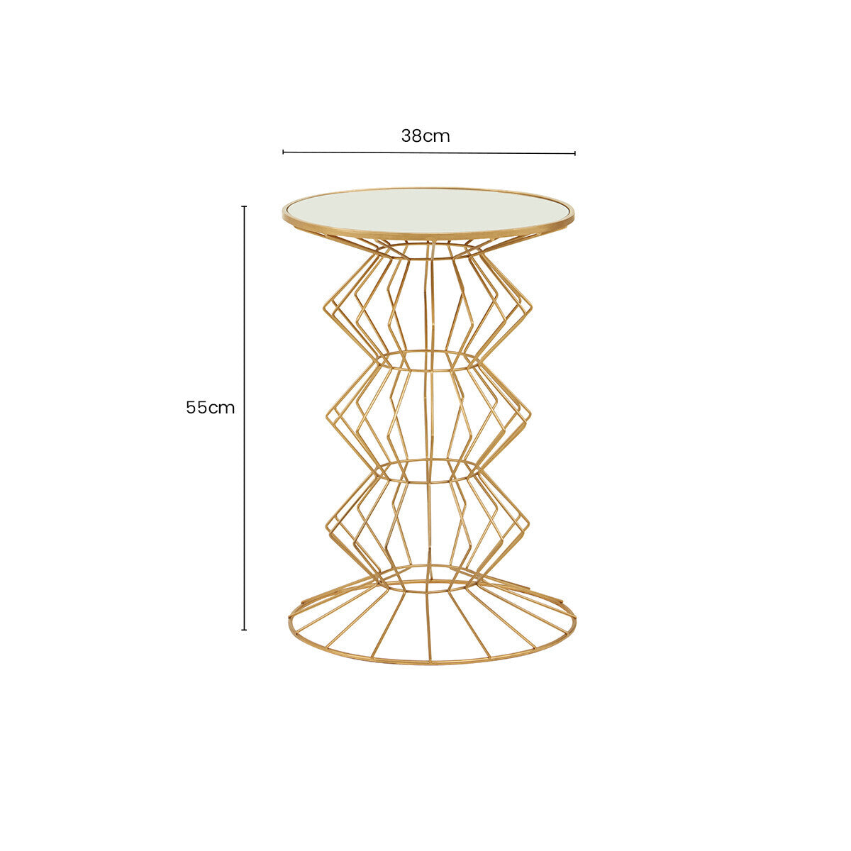 Yaxi Gold Finish Side Table with Mirrored Top