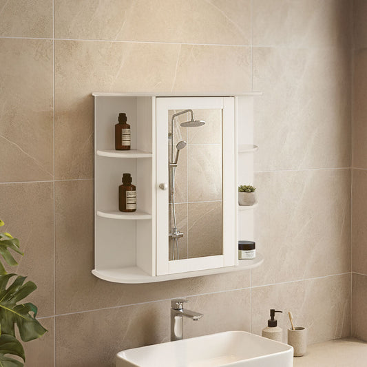 Portland Seven Shelf Mirrored Door Bathroom Cabinet