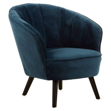 Regents Park Blue Velvet Curved Chair