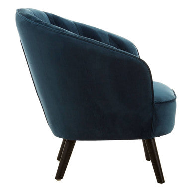 Regents Park Blue Velvet Curved Chair