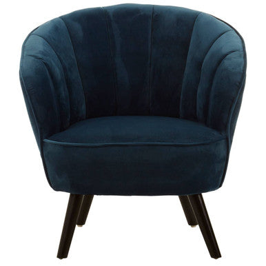 Regents Park Blue Velvet Curved Chair
