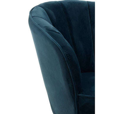 Regents Park Blue Velvet Curved Chair