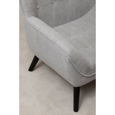 Stockholm Grey Linen Effect Button Tufted Accent Chair