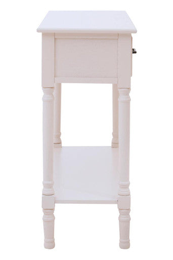 Heritage White and Natural Wooden 2 Drawer Console Table with Lower Shelf