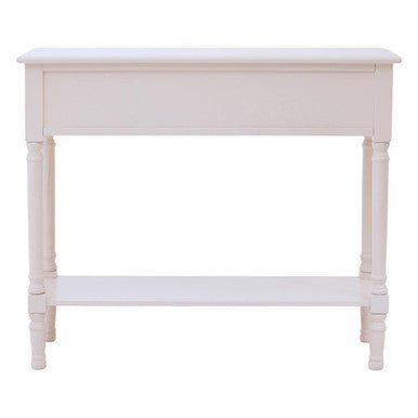 Heritage White and Natural Wooden 2 Drawer Console Table with Lower Shelf